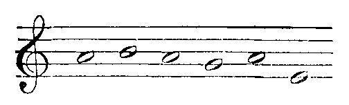 whole notes on a, b, a, g, a, e