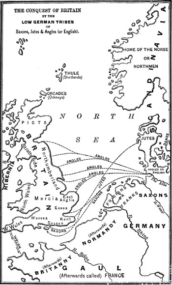 THE CONQUEST OF BRITAIN BY TRIBES FROM THE LOW OR NORTHERN
AND FLATTER PARTS OF GERMANY.