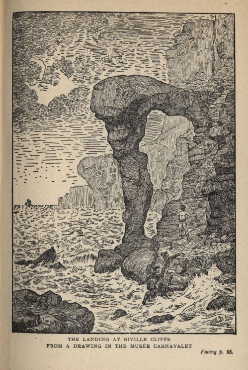 THE LANDING AT BIVILLE CLIFFS FROM A DRAWING IN THE MUSÉE CARNAVALET