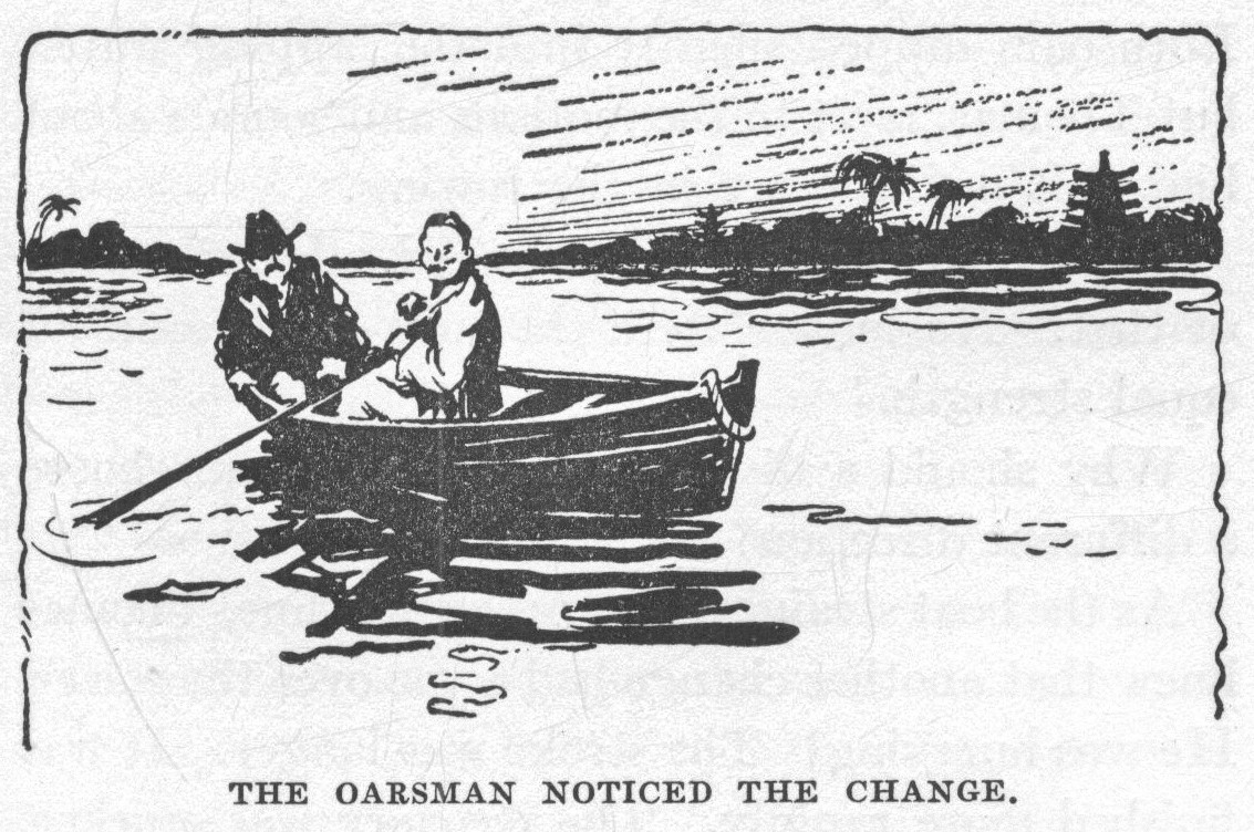 A man rows a boat with a passenger