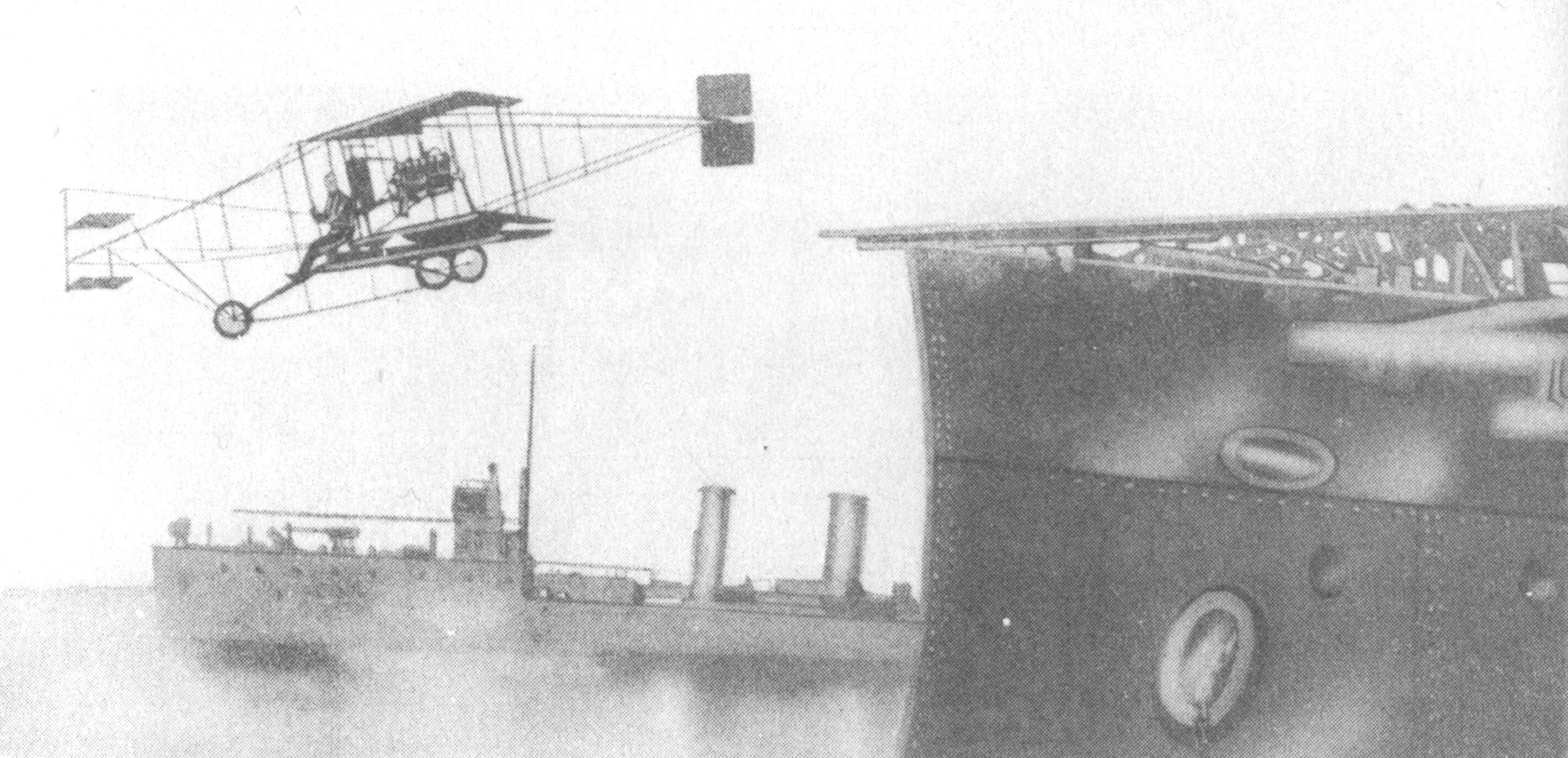 In 1910, Eugene Ely made the first takeoff from a ship at sea.