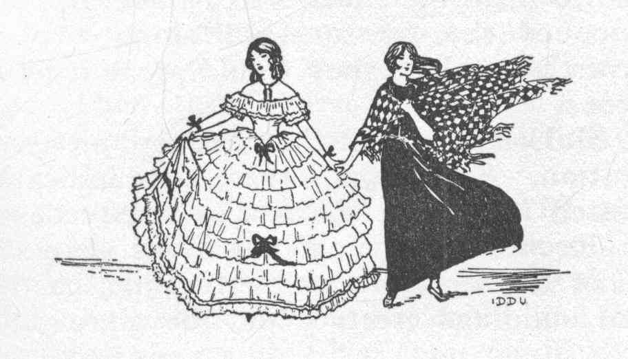 Two women in flowing dresses