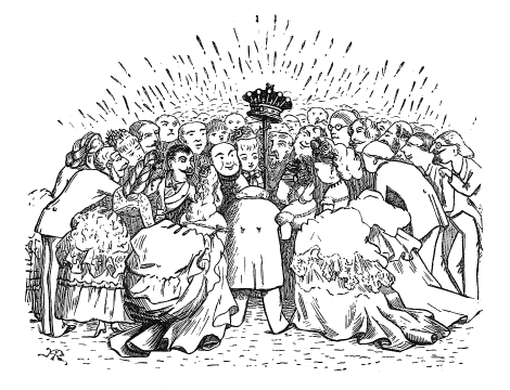 crowd around a crown