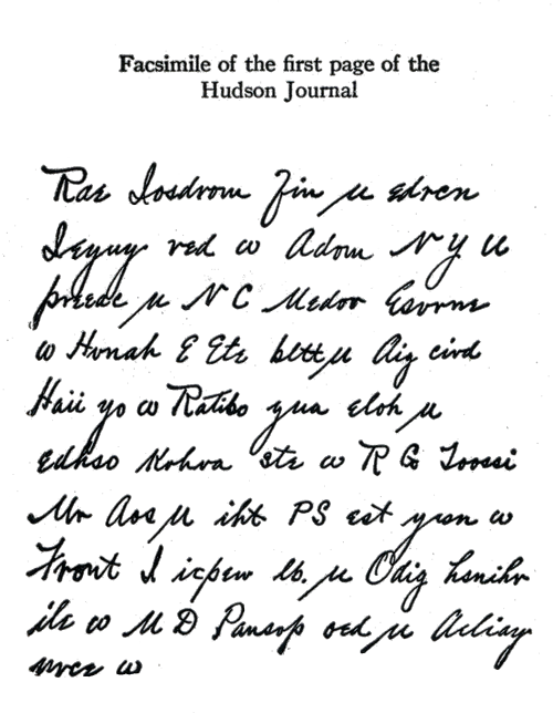 Page of hand script writing in code