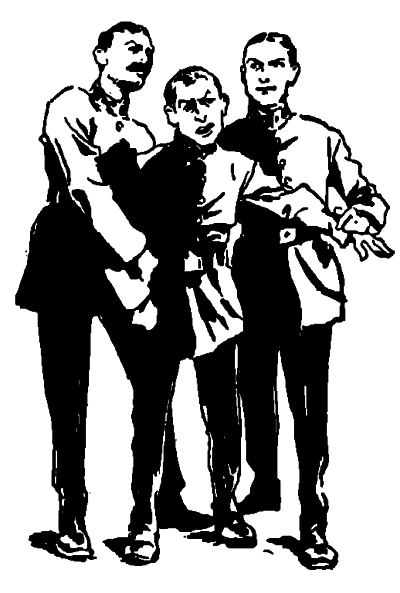 Two strapping fellows holding the man Hardwick thought he had killed