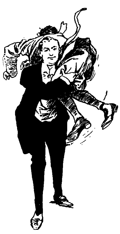 Woodcock carrying Hardwicke over his shoulders