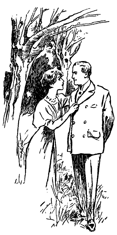 Valentine with her hand on Woodcock under the pear tree