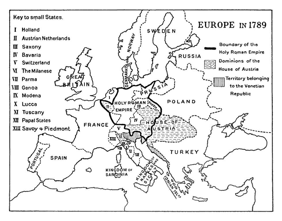 Map of Europe in 1789