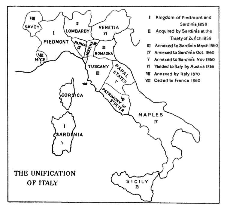 Map of the Unification of Italy