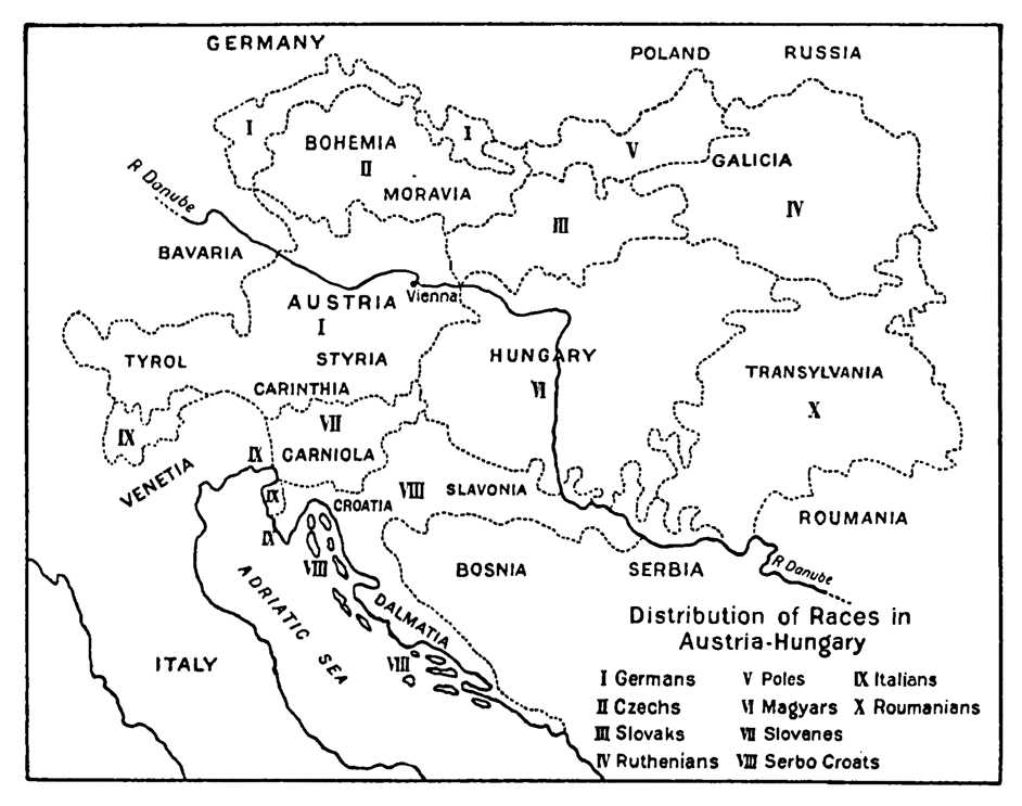 Map of the Distribution of Races in Austria-Hungary