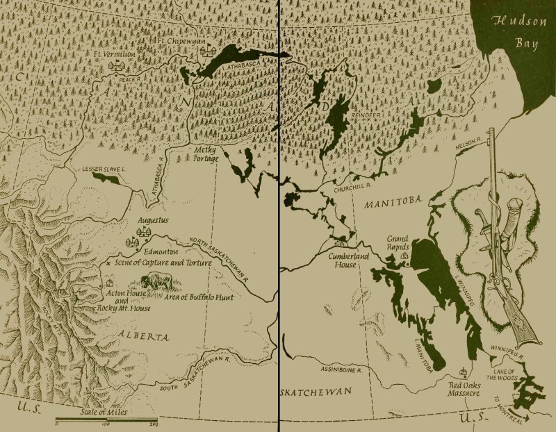 historic map of North America highlighting Alberta and Saskatchewan