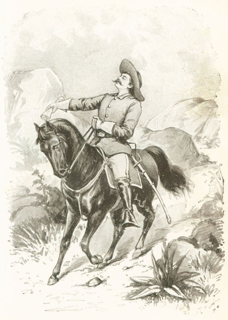 Colonel on a horse carrying a scroll