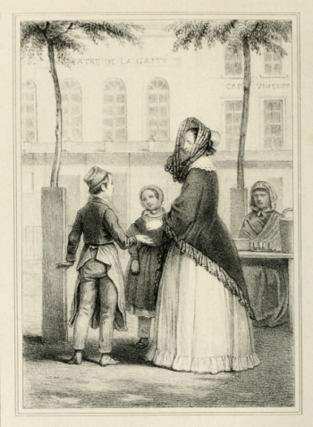 lady with little girl speaking to boy