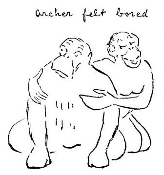 &quot;Archer felt bored.&quot; One gorilla comforts another.