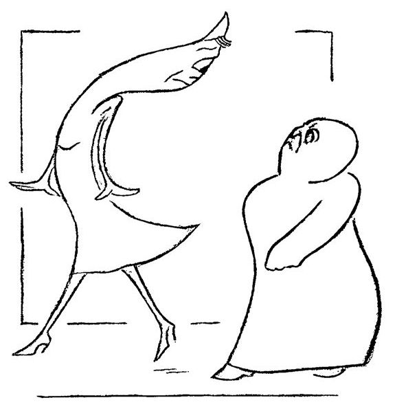 Cartoon of two women, one tall and slight and the other short and stout.