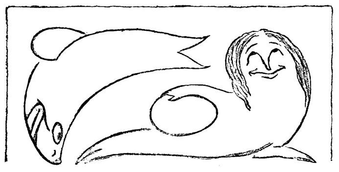 Cartoon of two seals, one resembling a man and the other a woman.